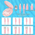 Multi USB Charging Adapter Cable Kit, USB C to Ios Device for Travel, Conversion Set USB a & Type C to Male Micro /Type C/Ios Device, Data Transfer, Card Storage, Tray Eject Pin, Phone Holder (White)