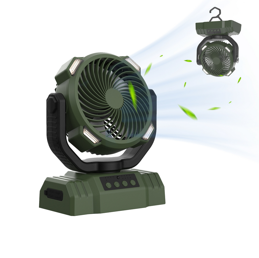 Outdoor Camping Fan - portable power bank with LED light