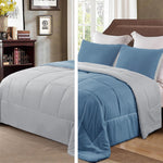 Exclusivo Mezcla Lightweight Reversible 3-Piece Comforter Set All Seasons Down Alternative Comforter with 2 Pillow Shams King Size Bluish Grey