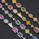 Gold-Plated Hip-Hop Gemstone Necklace - gold-plated chain close-up