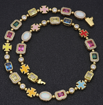 Gold-Plated Hip-Hop Gemstone Necklace - 16 inch length size