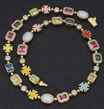 Gold-Plated Hip-Hop Gemstone Necklace - lobster clasp detail