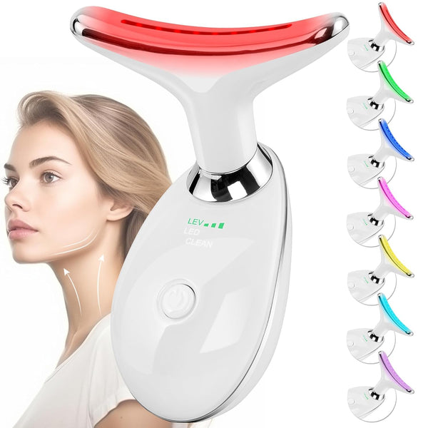 Facial Massager and Sculpting Wand for Face and Neck - 7-Color Therapy Tool, Ideal Gift for Birthdays, Christmas, Mother's Day, and Valentine's Day for Women, Moms, Friends, and Teachers (White)