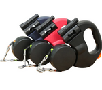 Auto Double Dog Leash - red color option